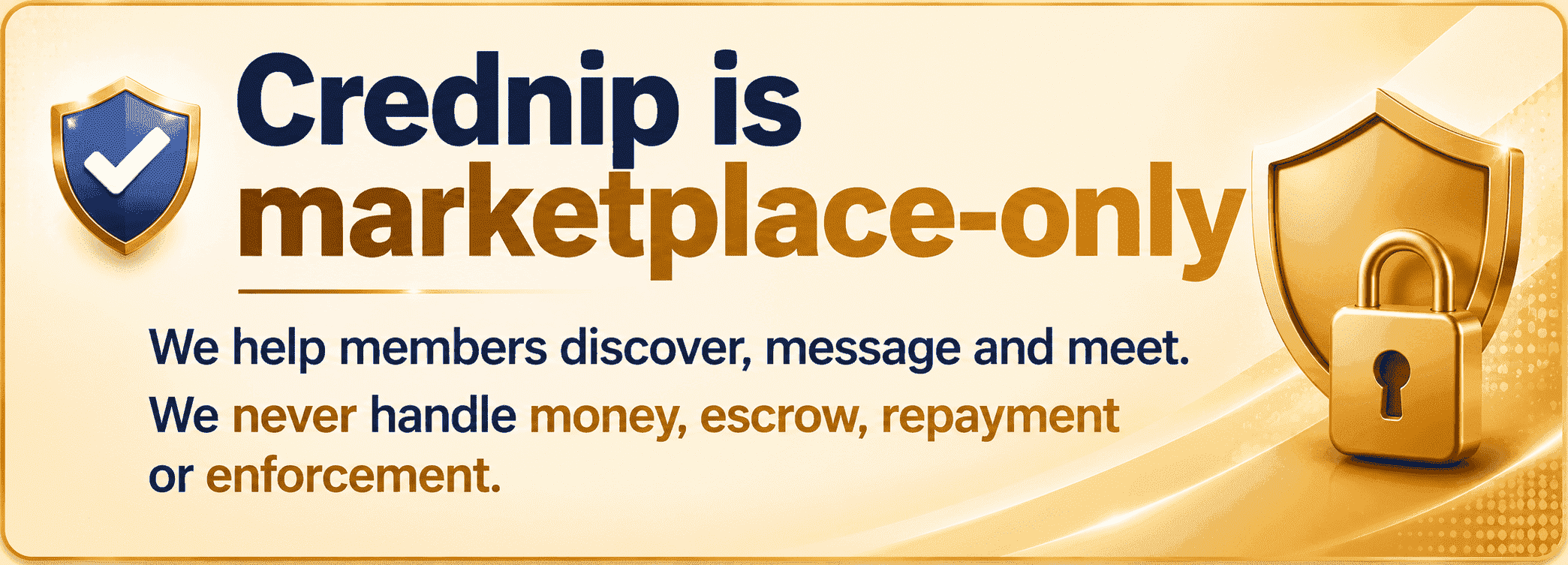 Crednip is Marketplace Only Anti-Scam Warning Banner